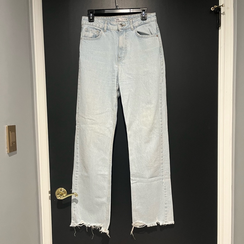 Zara Light Blue Straight Leg Jeans